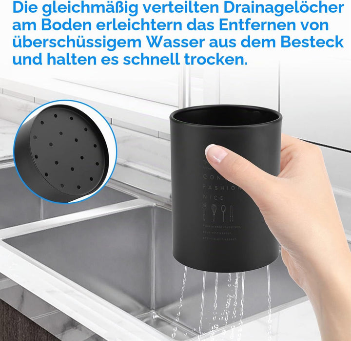Jenngaoo Küchenutensilienhalter, 1 Liter Besteckkorb aus Edelstahl Kochbesteck Organizer Utensilienh