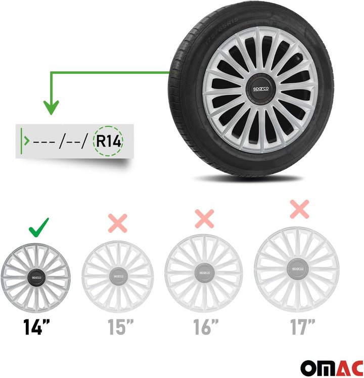 Satz Sparco Radzierblenden Treviso 14-Zoll Silber