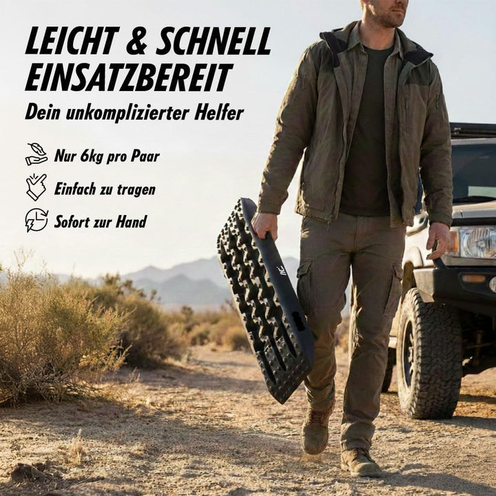 IYC4x4 Sandbleche Anfahrhilfe Bergungshilfe Traktionshilfe Reifenleiter Kunststoff (Stealth Grey, 2x