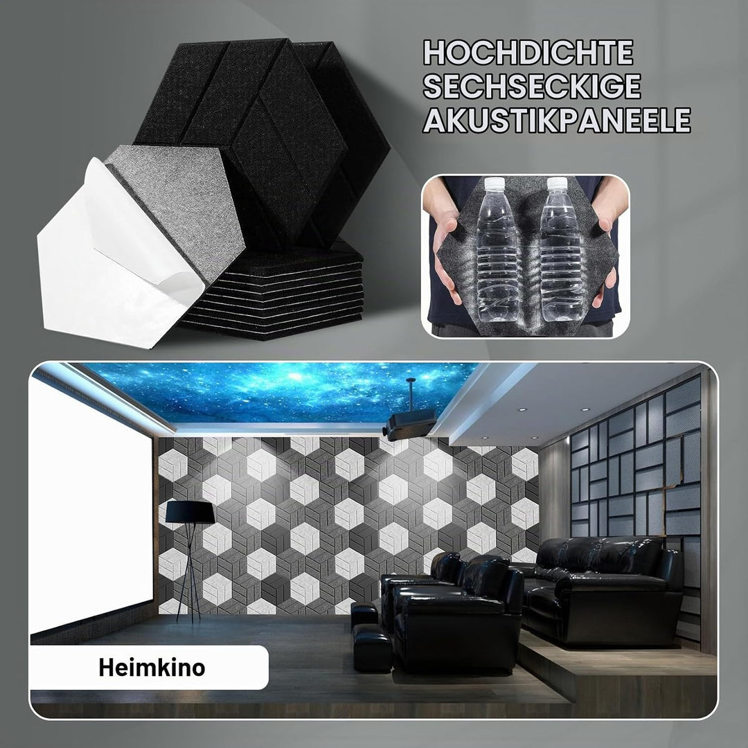 12 Stück Akustikpaneele Hexagon Selbstklebend Akustikplatten Akustikschaumstoff Akustik Panel Wandpa