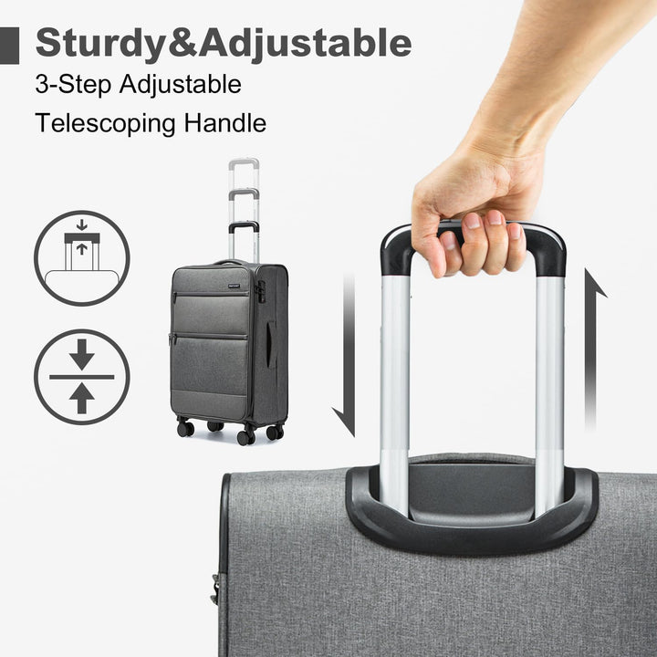 British Traveller Koffer Trolley Mittelgross Reisekoffer 4 Rollen Leicht Weichgepäck Handgepäck Koff