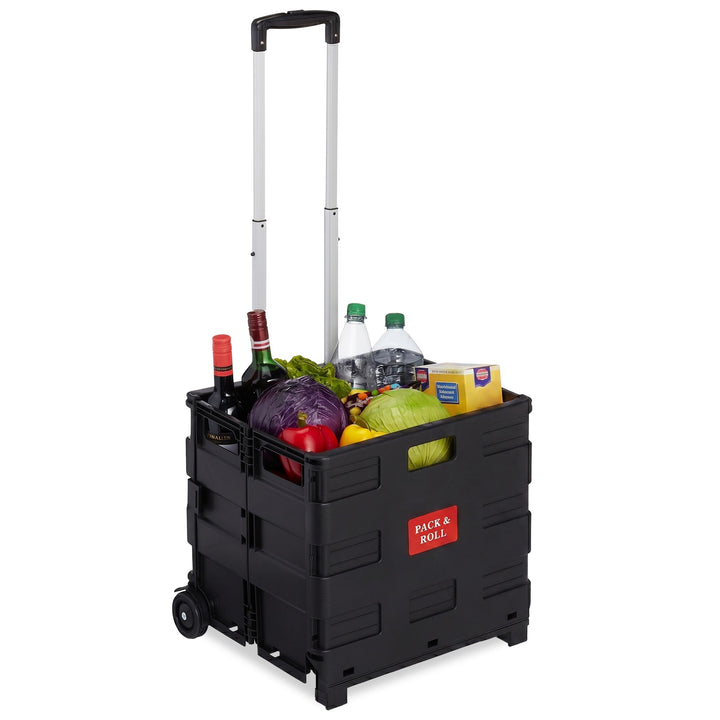 Relaxdays Einkaufstrolley, Klappbar, Einkaufsroller bis 35 kg, Verstellbarer Griff, Mit Rollen, HBT: