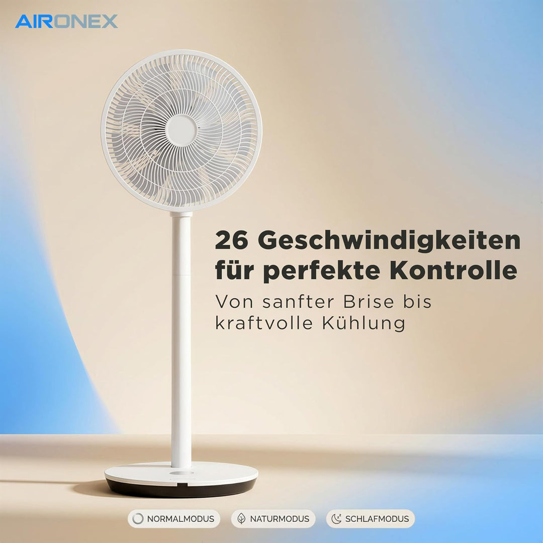 Faltbarer Ventilator mit Fernbedienung, Höhenverstellbar 11,35 bis 100 cm, Leiser Tischventilator mi