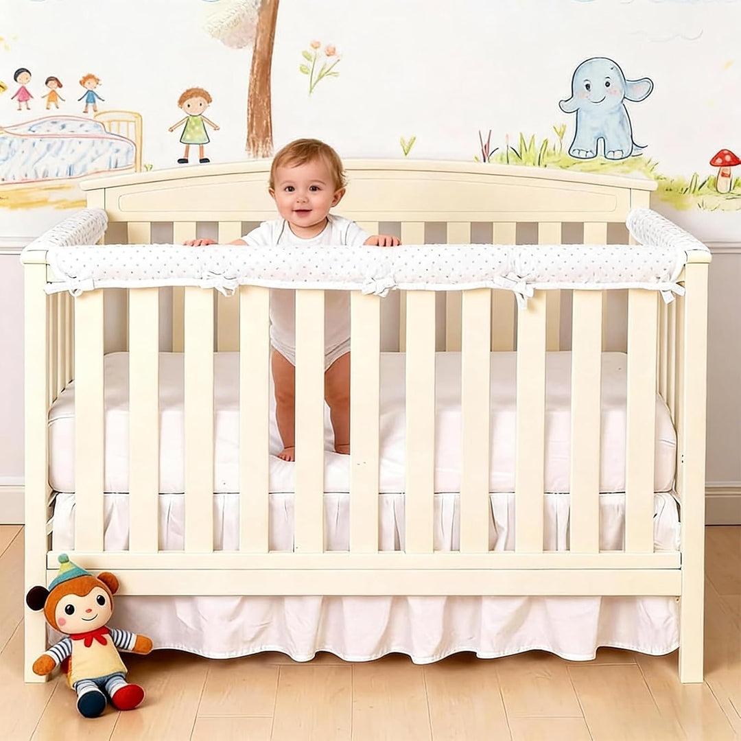 3-TLG. Baby Bettkantenschutz – Bed Rail Cover 128x18cm & 68x18cm, Kinderbett Kantenschutz für Seiten