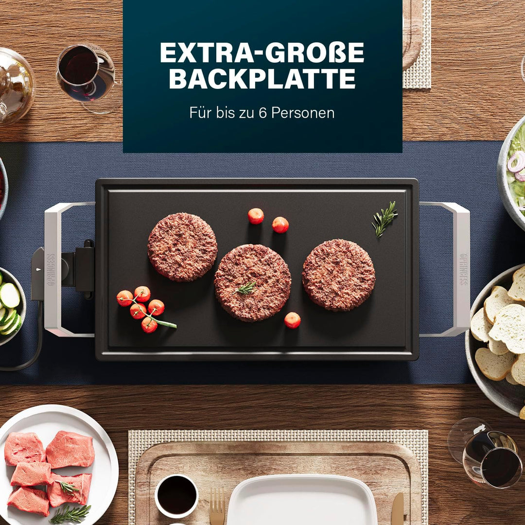 Princess Table Chef Premium Stein-Grill – Extra grosse Grillfläche 46 x 26 cm – Keramik-Grillplatte