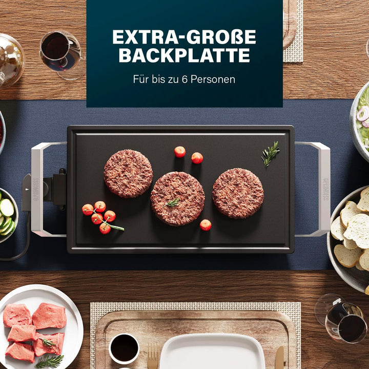 Princess Table Chef Premium Stein-Grill – Extra grosse Grillfläche 46 x 26 cm – Keramik-Grillplatte