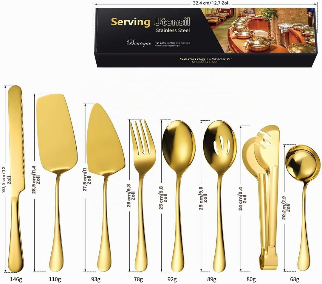 AARAINBOW Hostess - Grosses Servierutensilien-Set, 8-teilig, aus Edelstahl, für Buffet-Partys, Beste