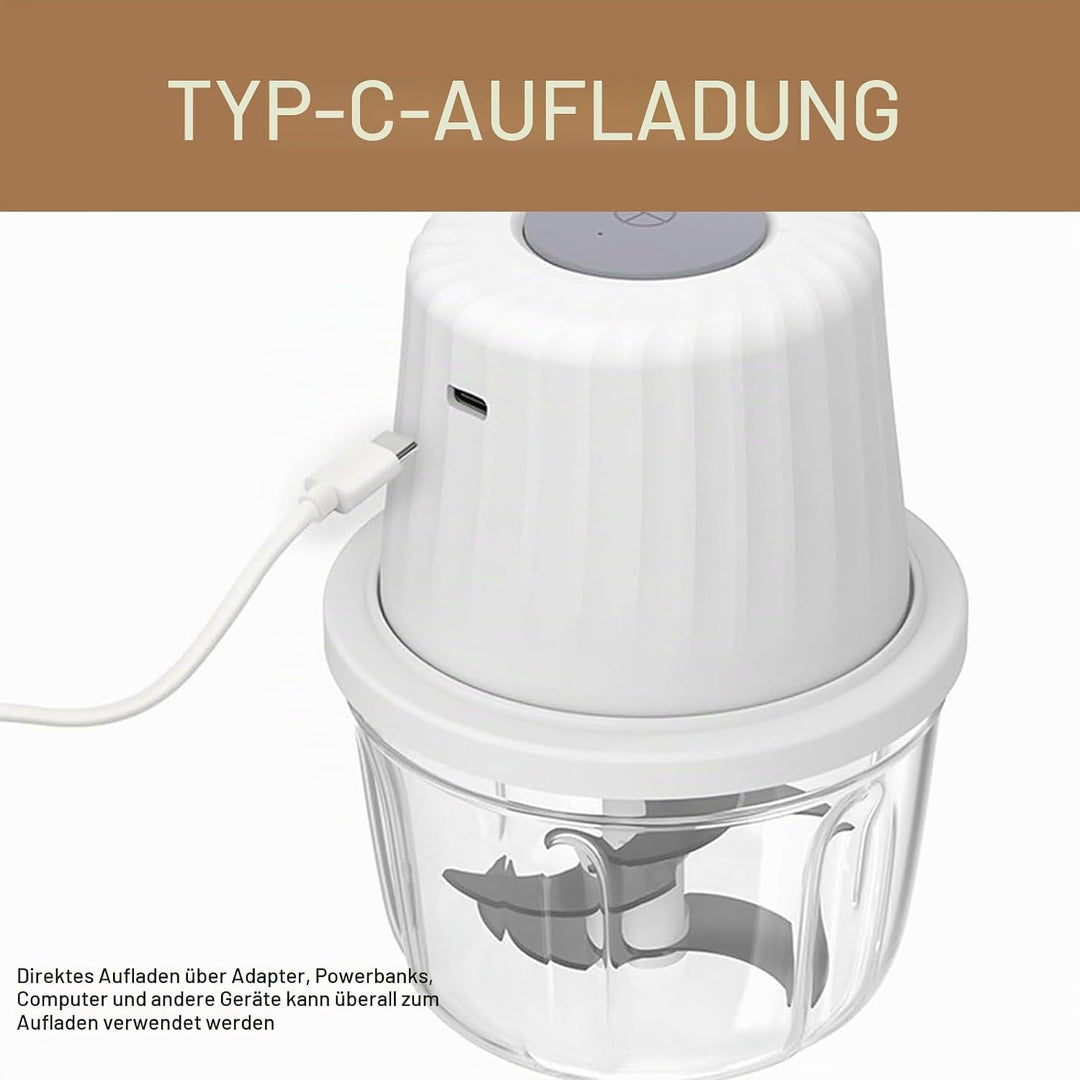 Zwiebel Zerkleinerer Elektrisch 400ML, Weiss Zwiebelschneider Elektrisch mit Akku Gemüsezerkleinerer