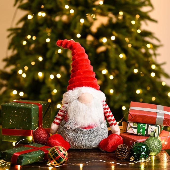 Valery Madelyn deko Weihnachten, 23 cm Gnom Rot Weiss Zierschmuck, Weihnachtsdeko für Tisch, sitzend