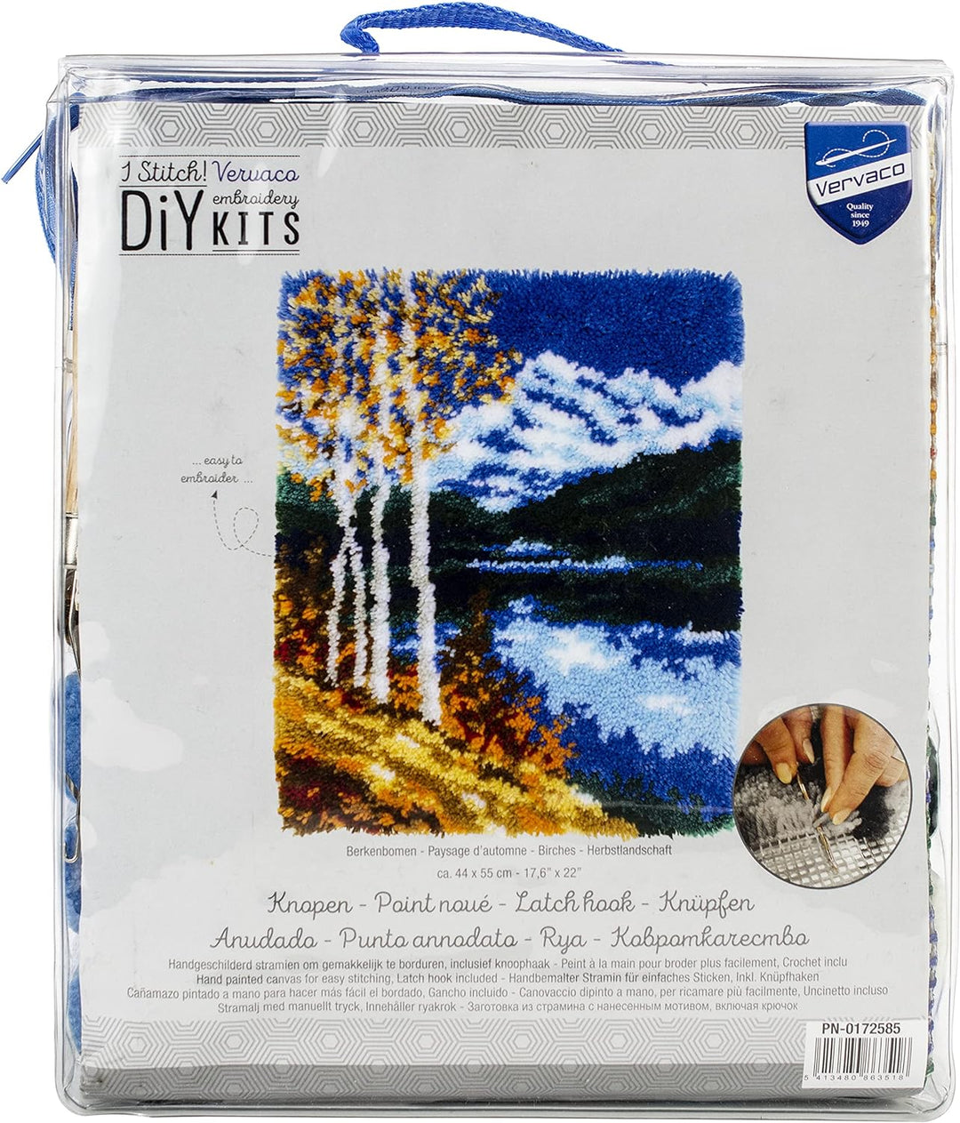 Vervaco PN-0172585 Herbstlandschaft Knüpfpackung Teppich, Baumwolle, mehrfarbig, ca. 44 x 55 cm / 17