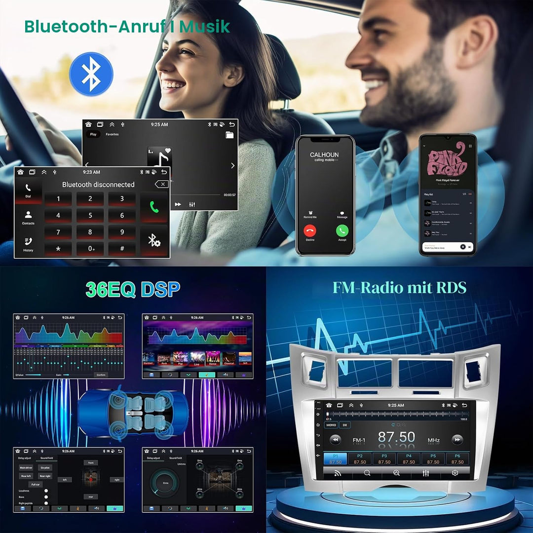 Hodozzy 8 Core 4G+64G Autoradio Android für Toyota Yaris/Vizi 2005-2011 9 Zoll IPS Touchscreen Bilds