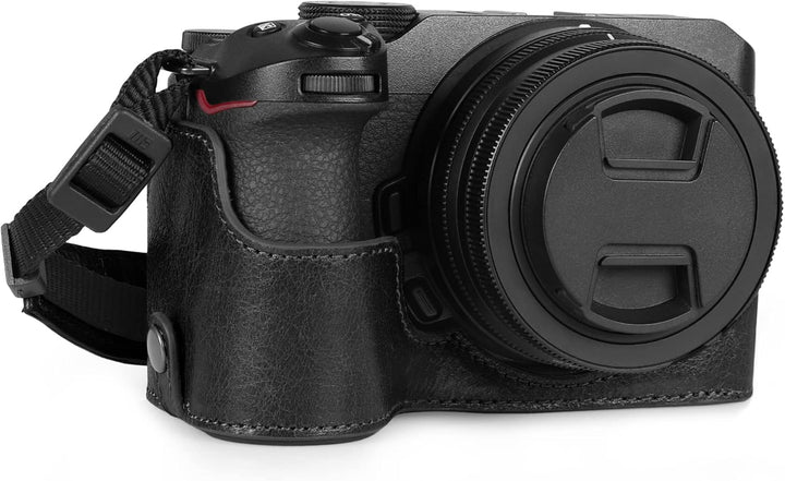 MegaGear Ever Ready Kameratasche aus echtem Leder, kompatibel mit Nikon Z30 (Schwarz), Schwarz