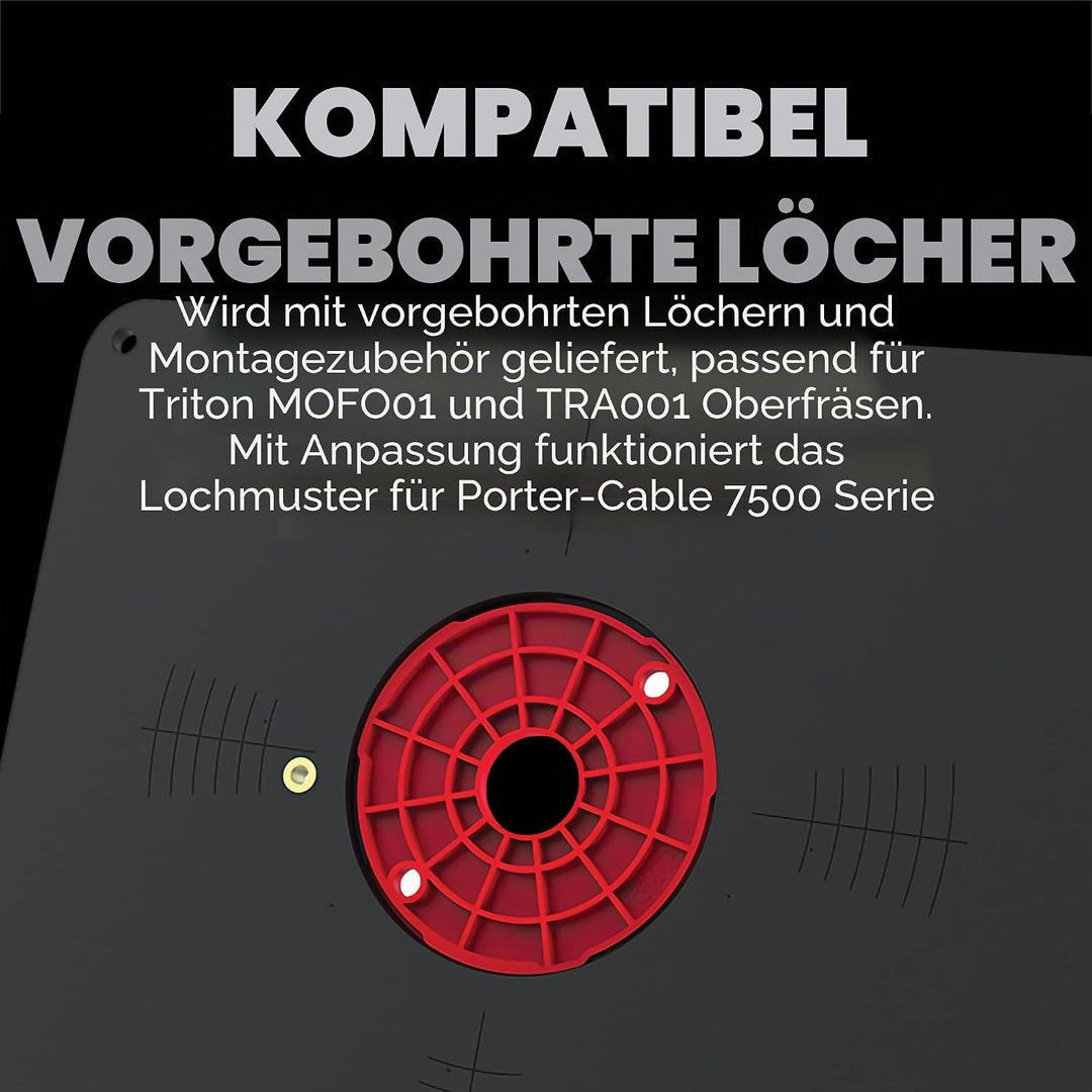 Kreg Tool PRS4034 Einsatzplatte mit Level-Loc-Ringen (vorgebohrtes Triton), Schwarz und Rot