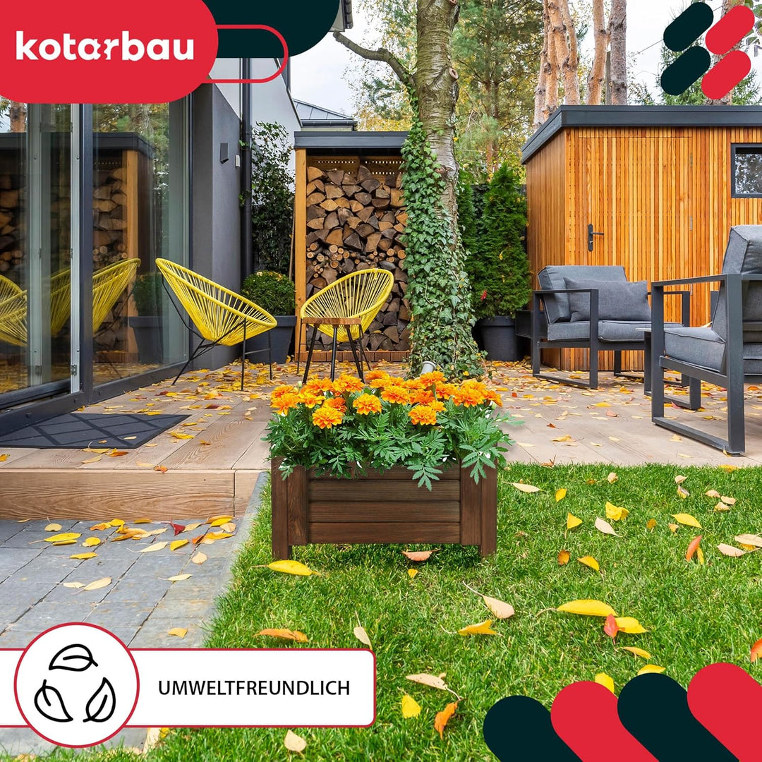 KOTARBAU® Blumenkasten - 50 x 50 x 30 cm - Pflanzkasten mit Vlies - Pflanzkübel gross aussen - Balko