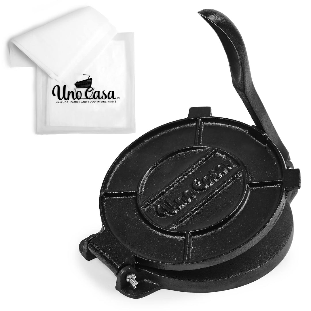 Uno Casa Tortilla Presse 20 cm - Taco Presse, Hochleistungs-Gusseisen Tortilla Maker - Roti Maker Bo