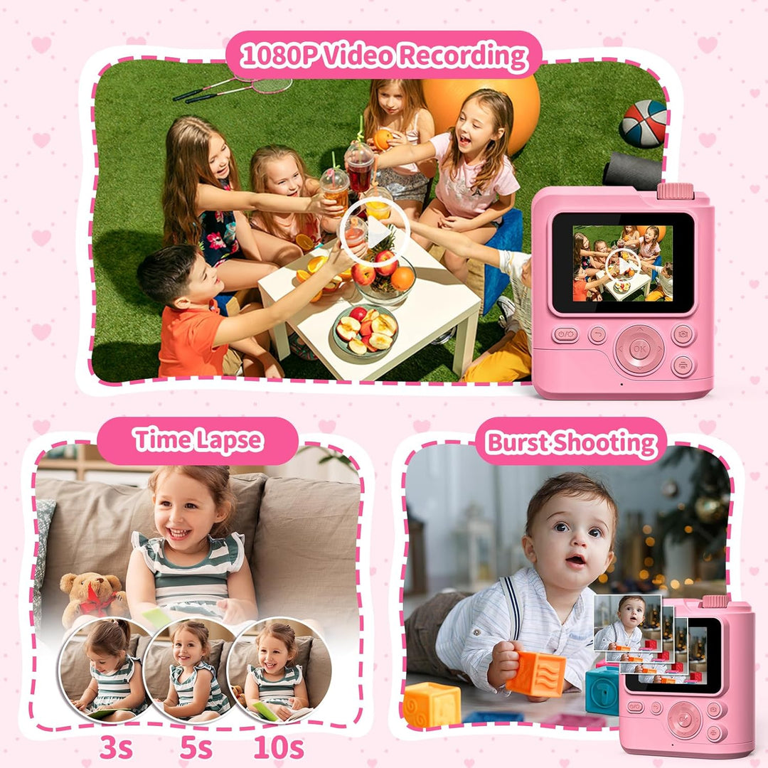 Gofunly Sofortbildkamera Kinder, 1080P HD Kinderkamera Sofortbildkamera mit 32GB Karte & DruckerPapi