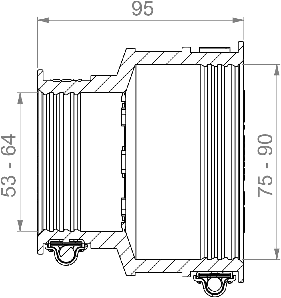 Crassus CRA12049 Adapterkupplung CAC 0894 (75-89mm auf 53-64mm), EPDM / V2A, Schwarz, 75-89 mm auf 5