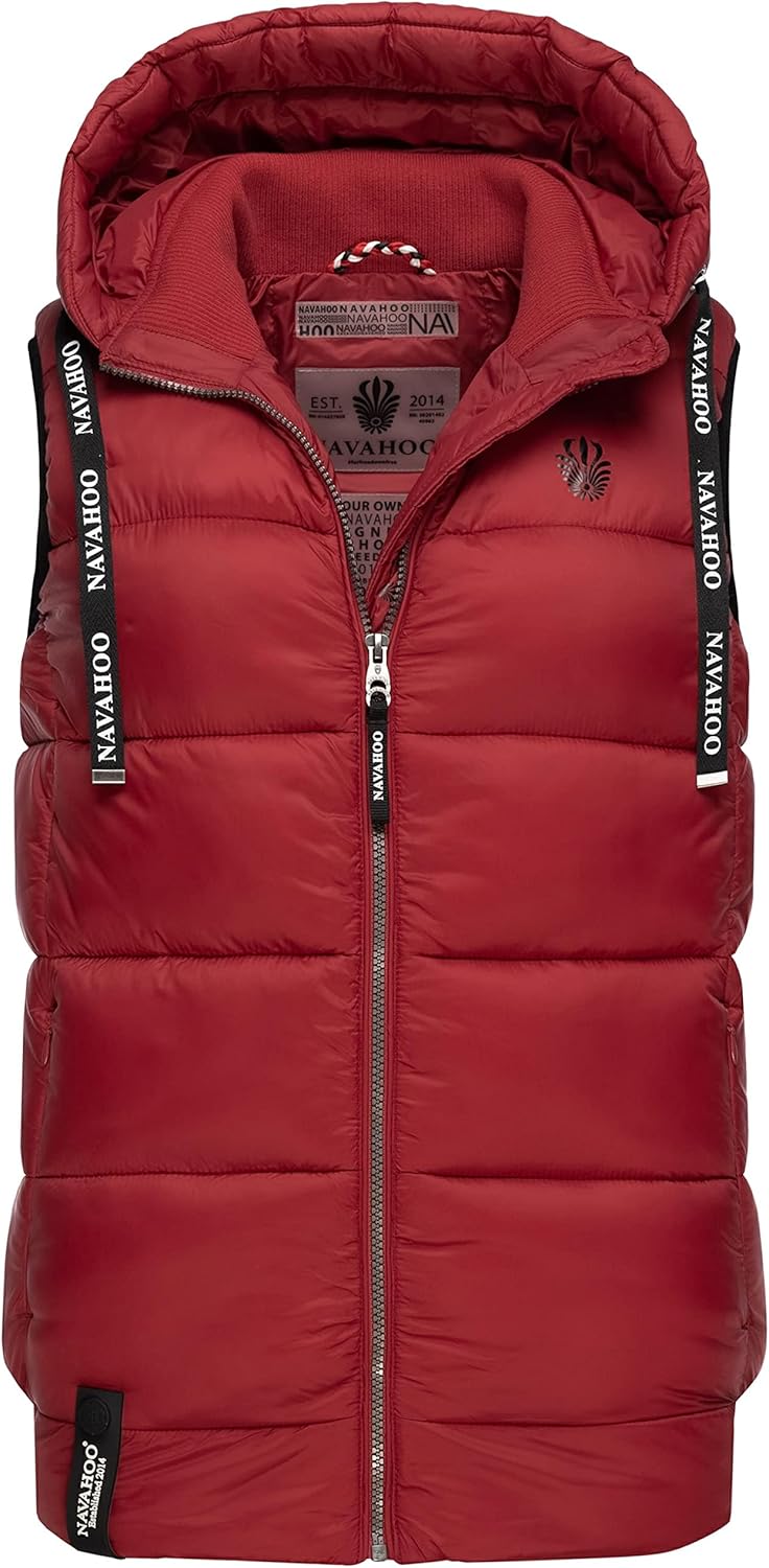 Navahoo Damen Steppweste leichte Outdoor-Weste Übergangsjacke mit Kapuze Kassidy XS-3XL XS Blood Red