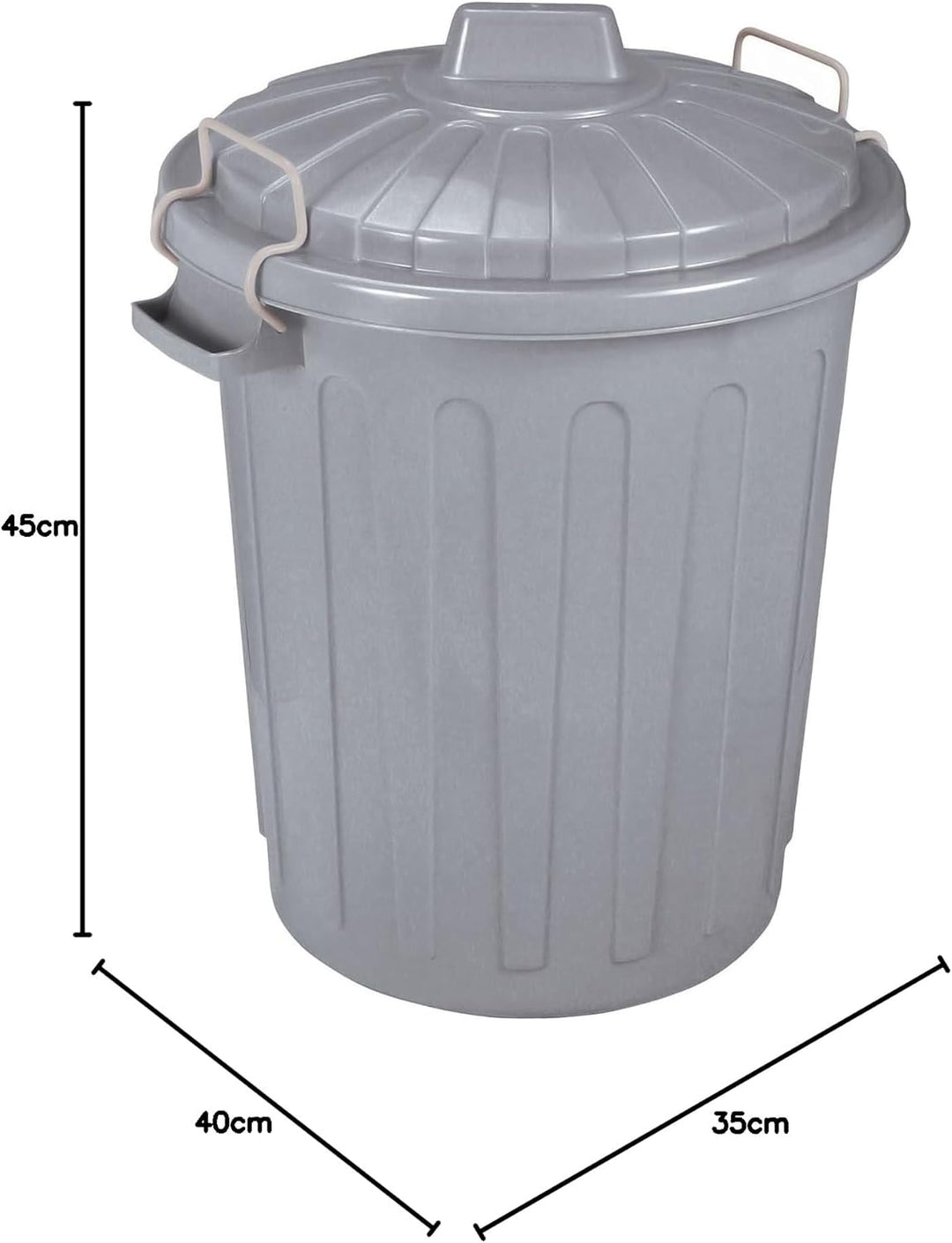 Curver 04128-Y25-41 Abfalltonne Oscar, Plastik, grau, 40 x 35 x 45 cm
