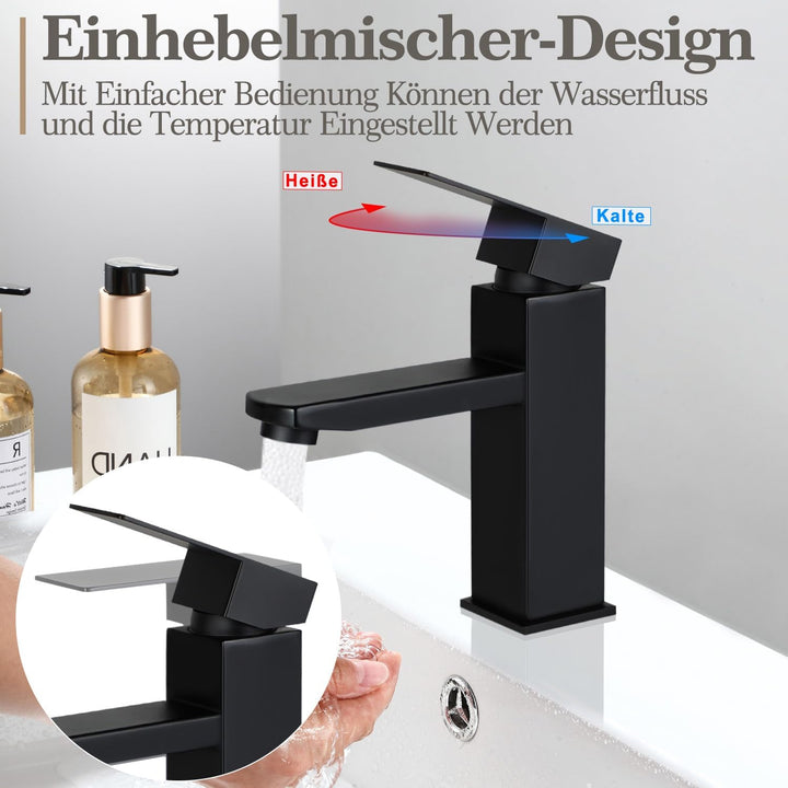 Wasserhahn Badezimmer Schwarz Waschbeckenarmatur - Waschtischarmatur Armatur Waschbecken Mischbatter