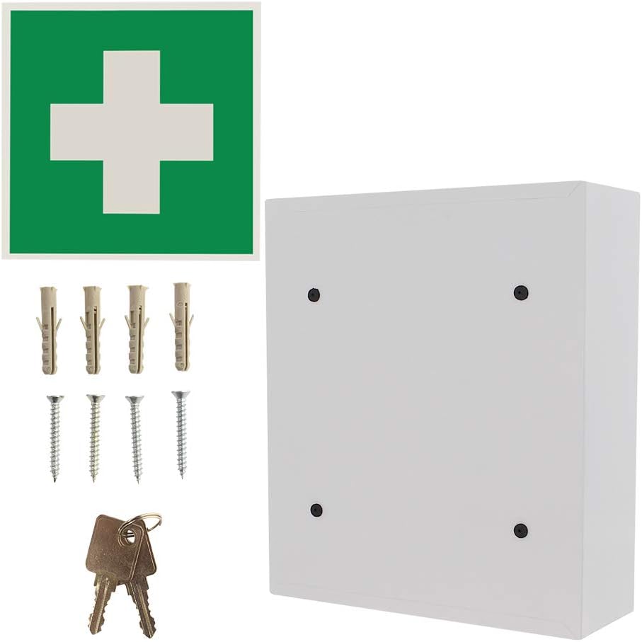 Profirst PM1 Medikamentenschrank Stahlblech Weiss Aufkleber Zylinderschloss 2 Schlüssel 1 Fachboden
