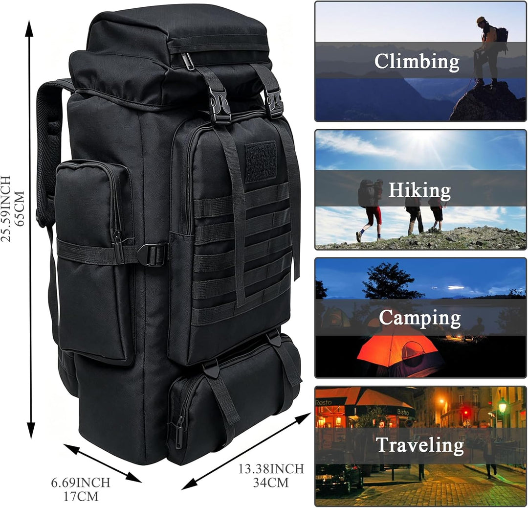 80L Camping-Wanderrucksack, 80 Liter Grosser Survival-Jagdrucksack Herren, wasserdichter taktischer