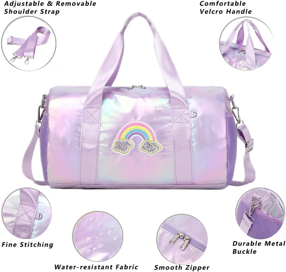 Jumpopack Kinder Mädchen Tanztasche Ballett Tasche Handtasche Mädchen Geschenk mit Nassfach - Regenb