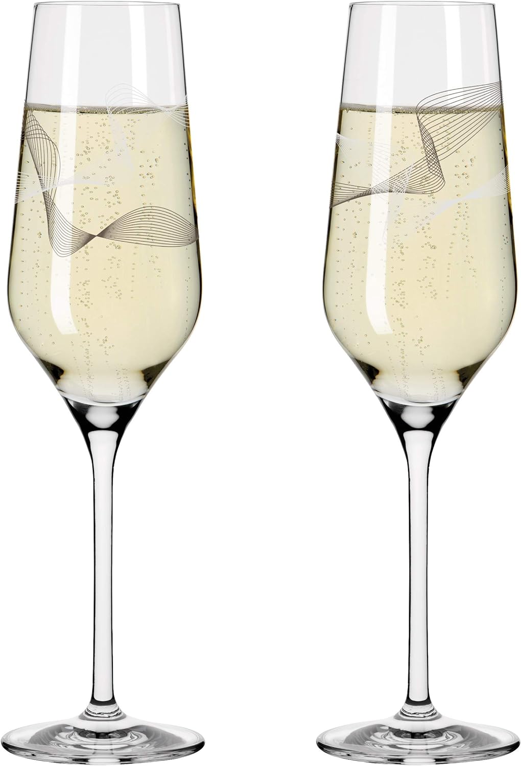 RITZENHOFF 3711002 Champagnerglas 250 ml – Serie Kristallwind Set Nr. 2 – 2 Stück mit Windillustrati