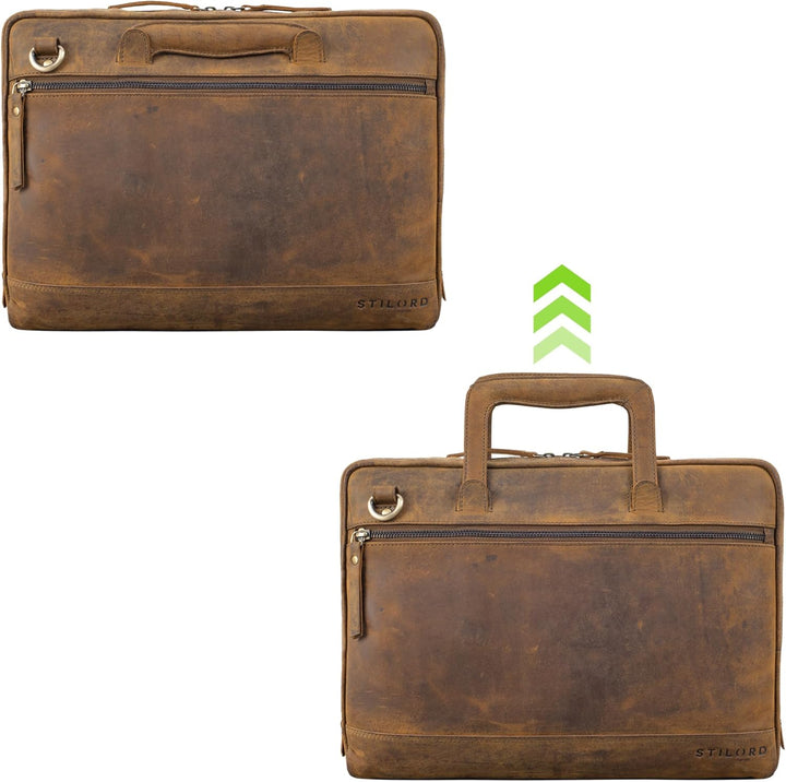 STILORD "Pierce Laptoptasche mit Griff Leder Aktentasche 15 Zoll Vintage Dokumententasche A4 Busines