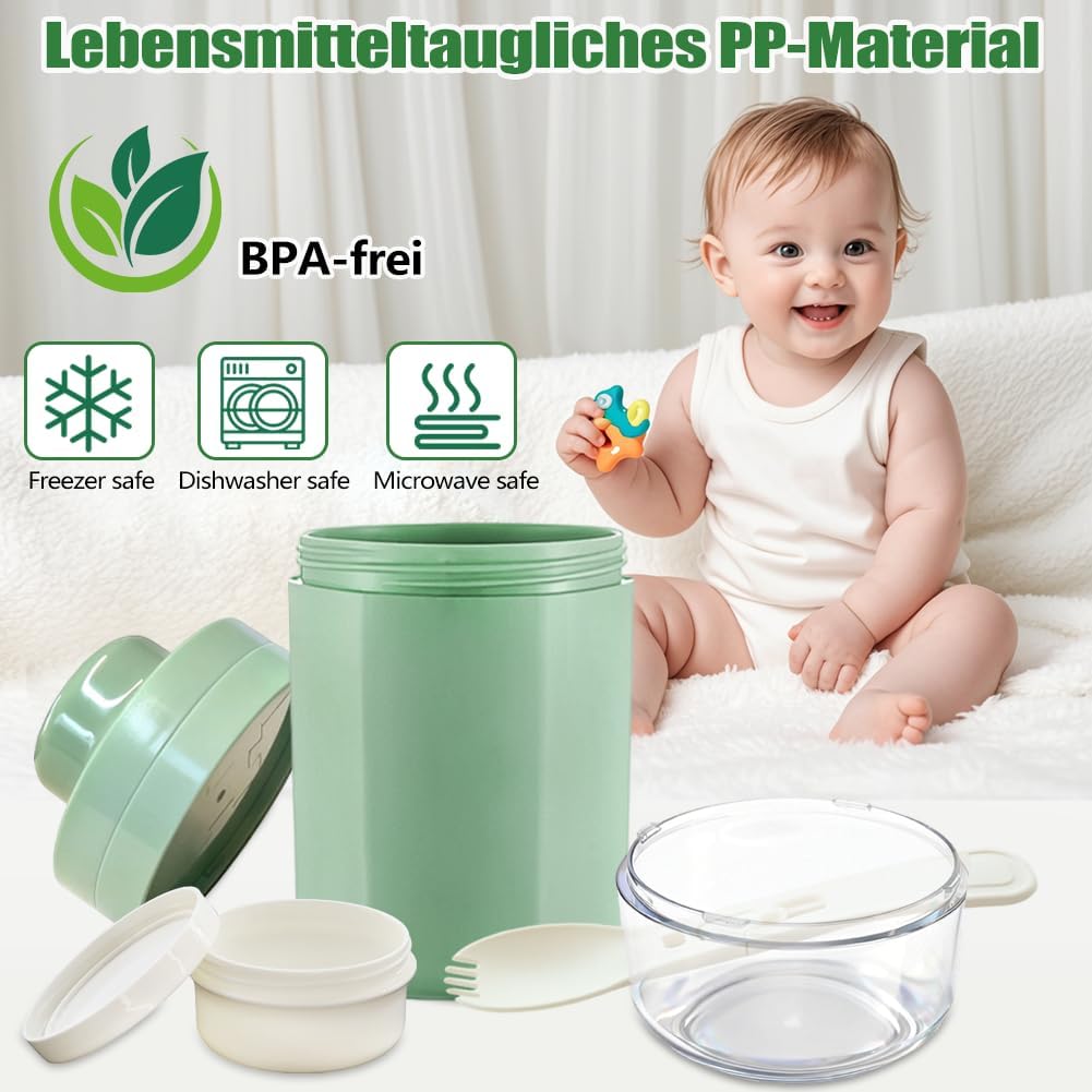 2 Stück Müslibecher to go mit Löffel - 3-Schicht-Design, Joghurtbecher to go Kinder 520ML+250ML mit