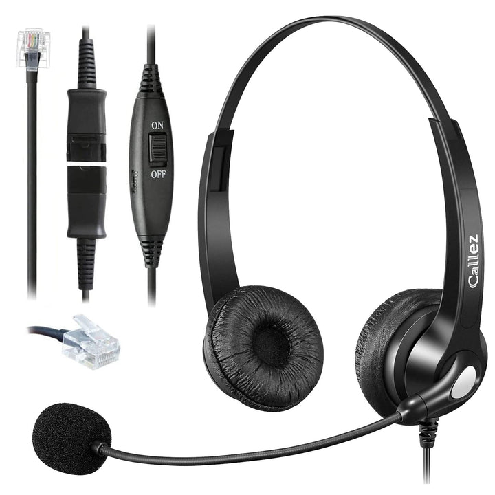 RJ45 Telefon Headset mit Mikrofon Noise Cancelling &amp; Quick Disconnect Kabel, Festnetztelefon Kopfhör