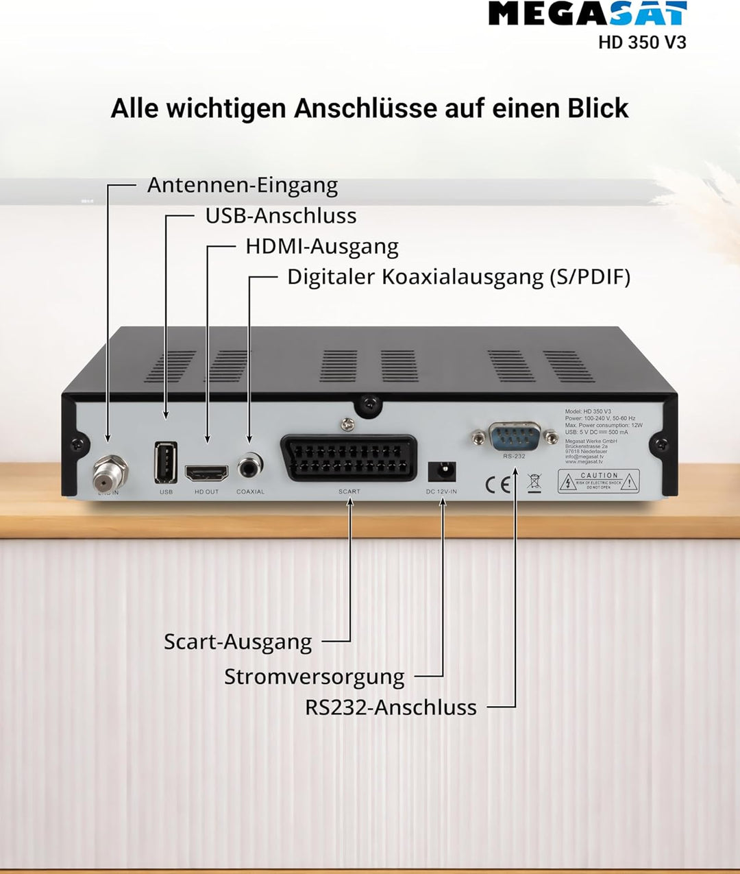 Megasta Sat-Receiver Megasat HD 350, 12 / 230 Volt