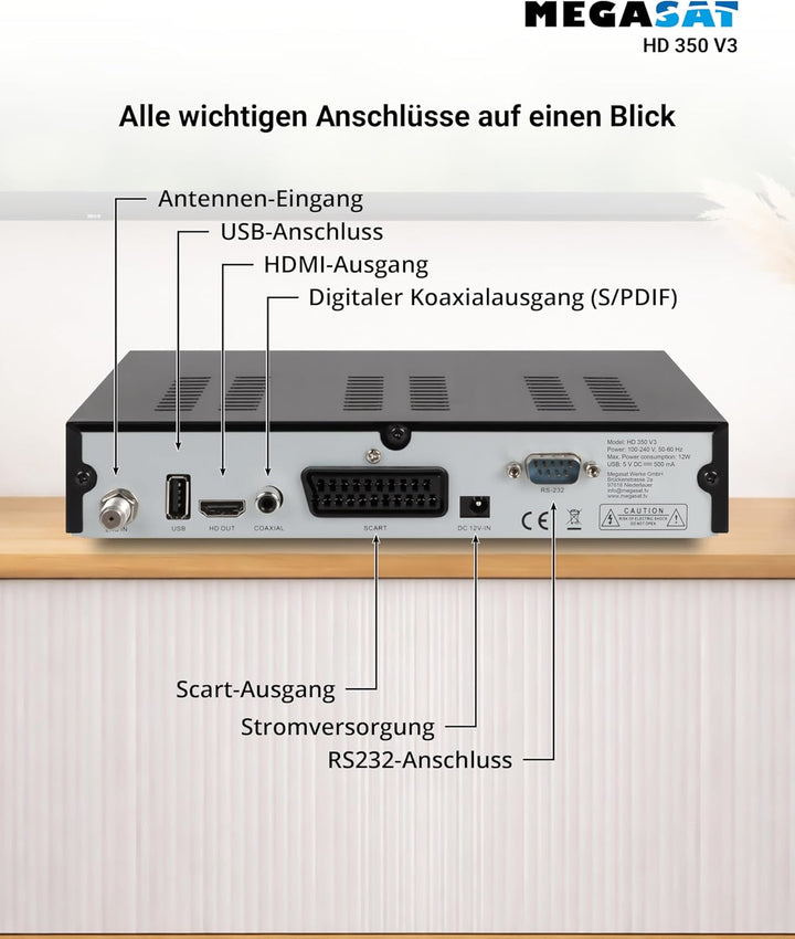 Megasta Sat-Receiver Megasat HD 350, 12 / 230 Volt
