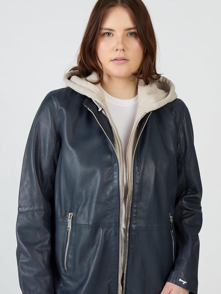 MAZE Damen Ledermantel 42021316 50 Blau, 50 Blau