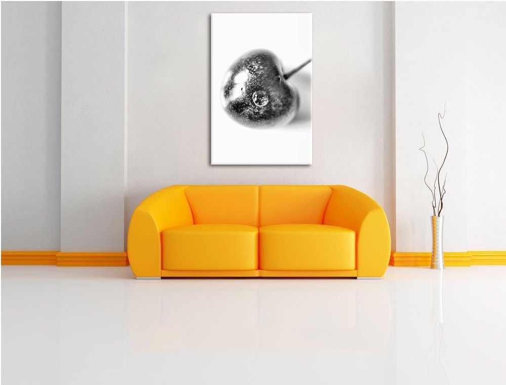 Monocrome, kleine Kirsche, Format: 100x70 auf Leinwand, XXL riesige Bilder fertig gerahmt mit Keilra