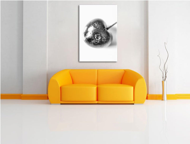 Monocrome, kleine Kirsche, Format: 100x70 auf Leinwand, XXL riesige Bilder fertig gerahmt mit Keilra