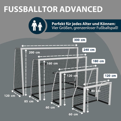 HUDORA Fussballtor Advanced 120/180/240/300 - Fussballtor für Kinder/Jugendliche & Erwachsene - Outd