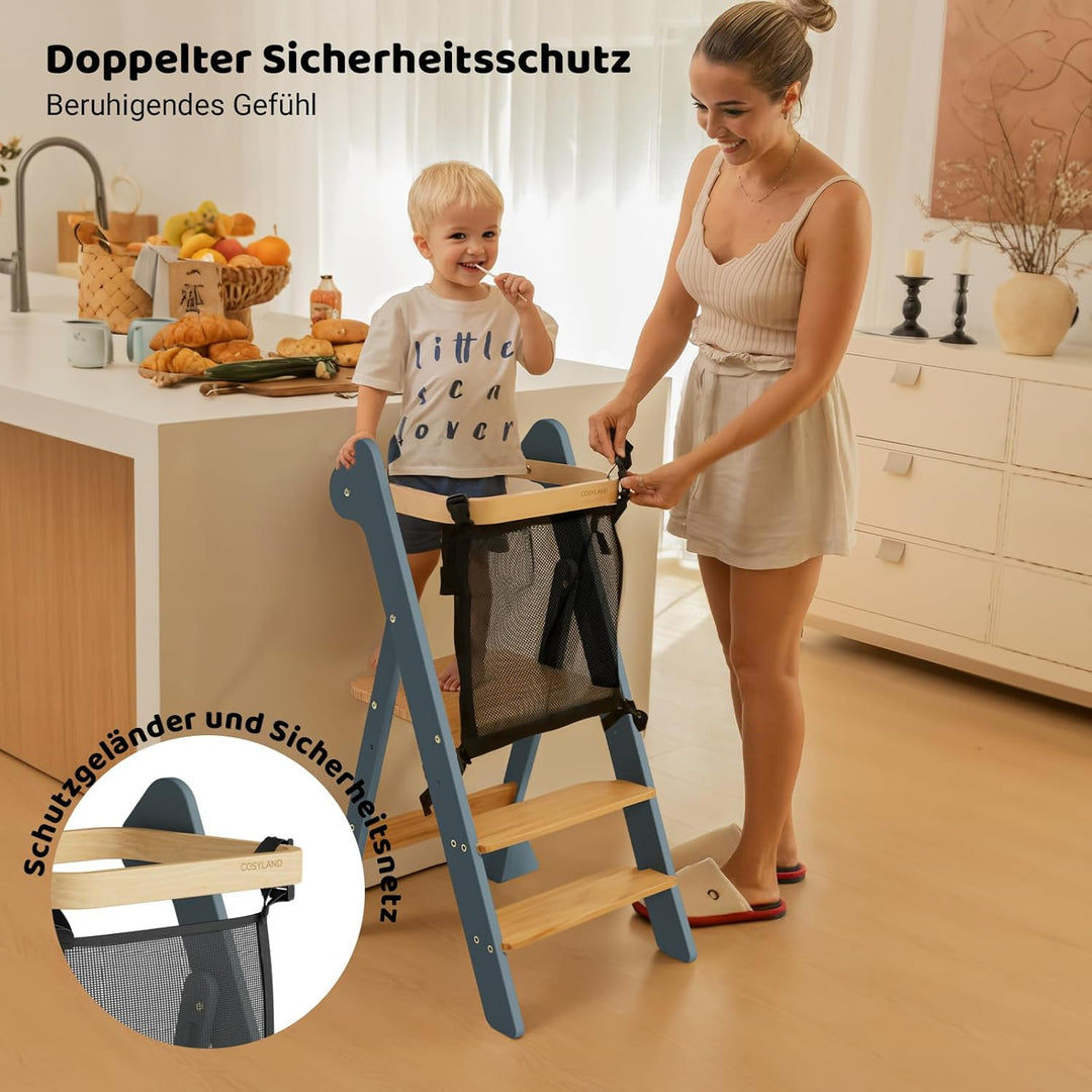 COSYLAND Lernturm ab 1 Jahr klappbar – iF Design Award Gewinner, höhenverstellbarer Lernturm mit Sic