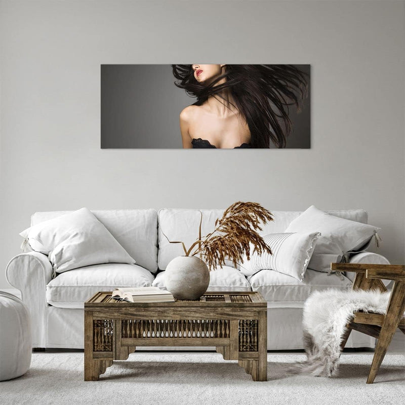 Panorama Bilder auf Leinwand 100x40cm Leinwandbild Schönheit Mode Modell posieren Gross Wanddeko Bil