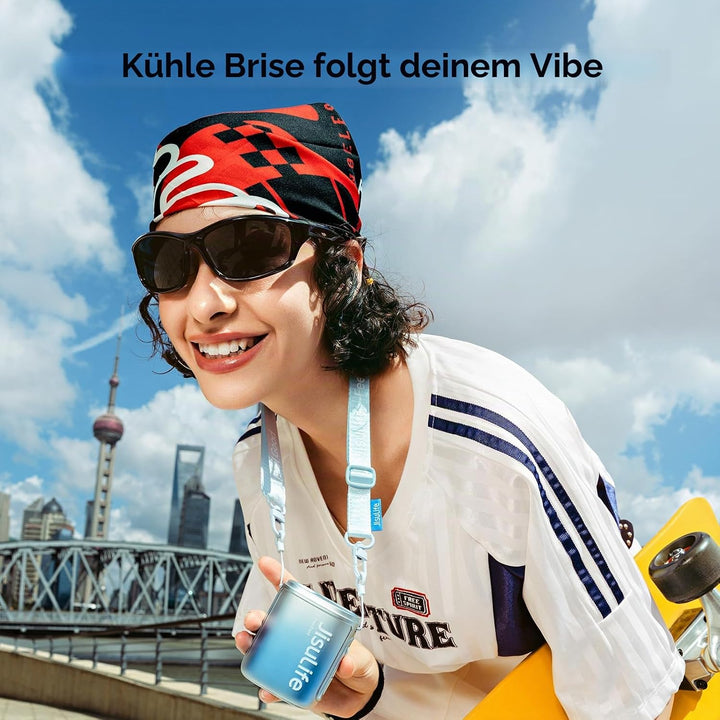 JISULIFE Nackenventilator, 100 Geschwindigkeiten, Mini-Tragbarer Hüftventilator, 16 Stunden, 4500 mA