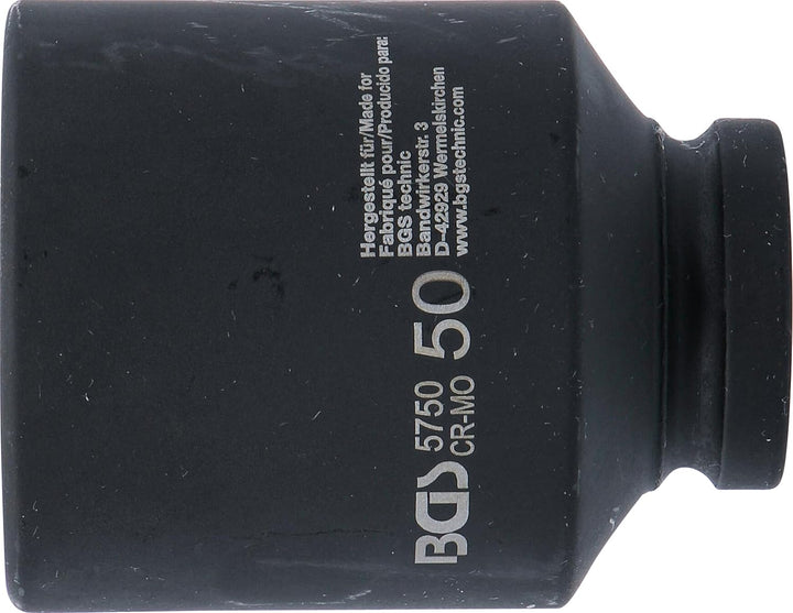 BGS 5750 | Kraft-Steckschlüssel-Einsatz Sechskant, tief | 20 mm (3/4") | SW 50 mm Schlüsselweite: 50