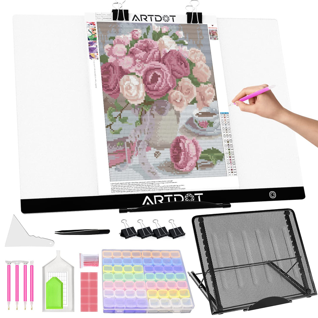 ARTDOT Leuchttisch A2 für 5D Diamond Painting Zubehör, Einstellbare Helligkeit Diamant Painting Lich