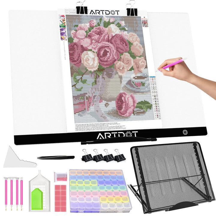 ARTDOT Leuchttisch A2 für 5D Diamond Painting Zubehör, Einstellbare Helligkeit Diamant Painting Lich