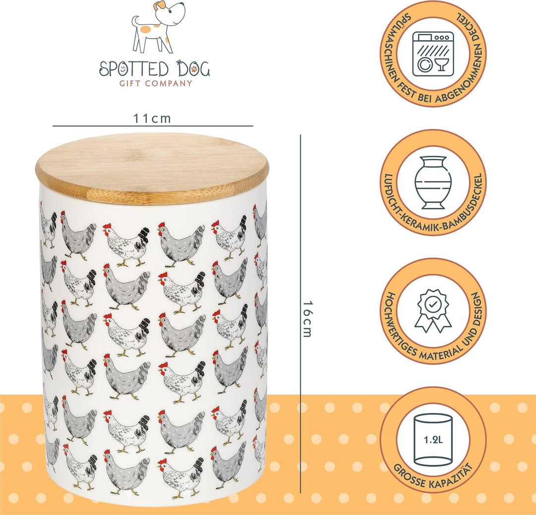 SPOTTED DOG GIFT COMPANY Vorratsdosen Keramik mit Deckel Luftdicht - 3 Vorratsbehälter vielseitig fü