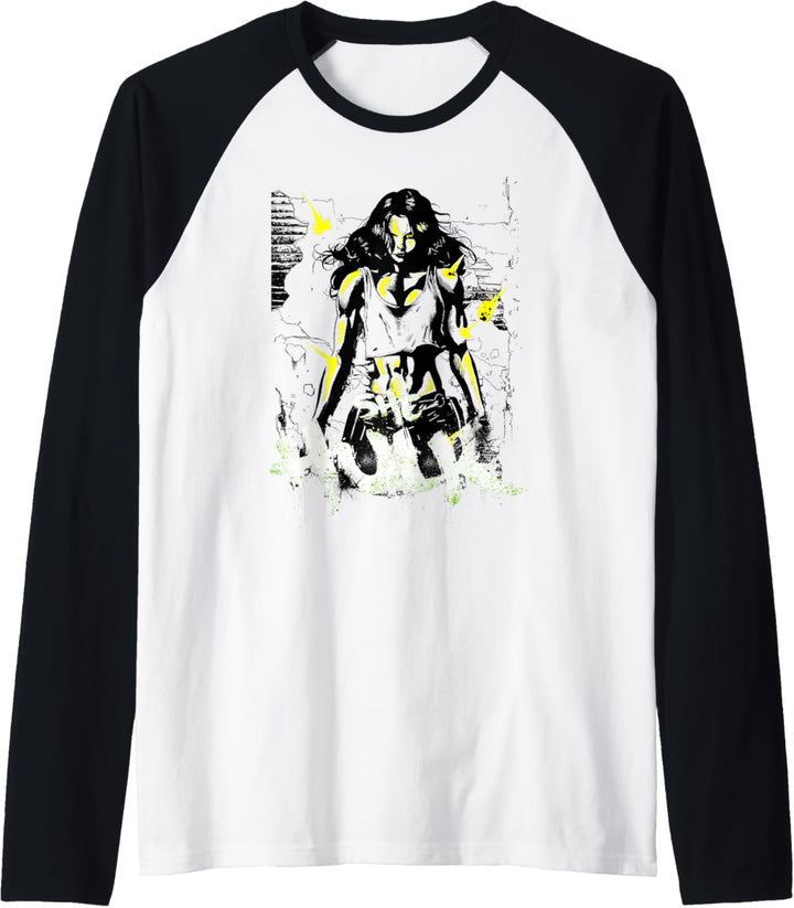 Marvel She-Hulk The Savage Green Neon Brick Splat Raglan