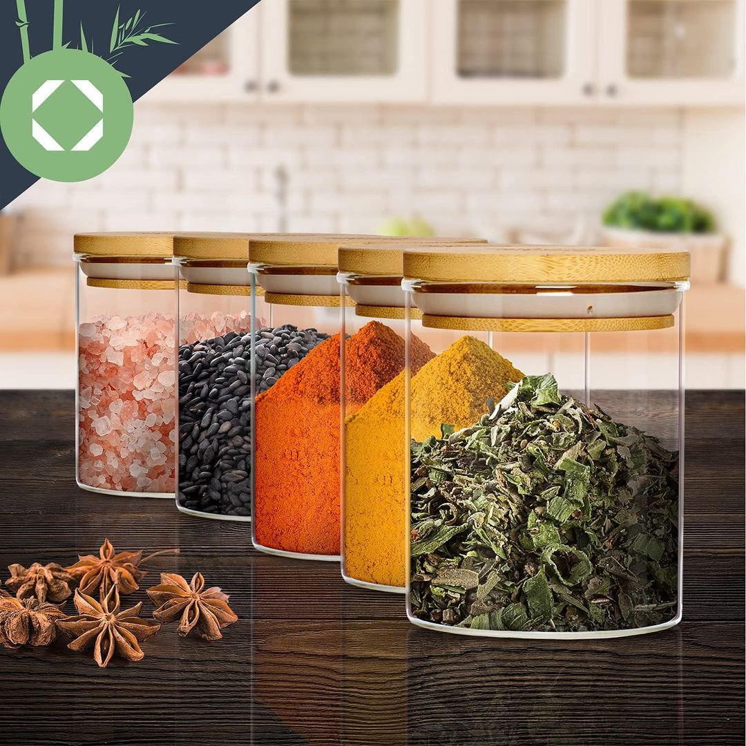 bambuswald© Gewürzgläser Set 10 Stück - Gewürzdosen mit je 150ml Volumen, inkl. luftdichten Bambus-D