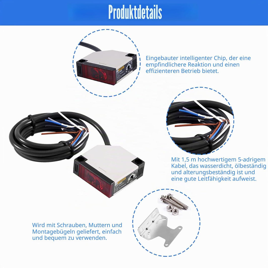 Reflektor Lichtschranke AC 90-250 V 3A Sensor für Lichtschranke E3JK-R4M1 Schalter für Spiegelreflex