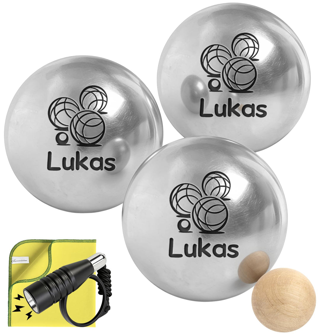 KDO MAGIC - Boccia Kugeln personalisiert - 3 Kugeln 720g - Pétanque - Kostenlose Tasche - Geschenkid