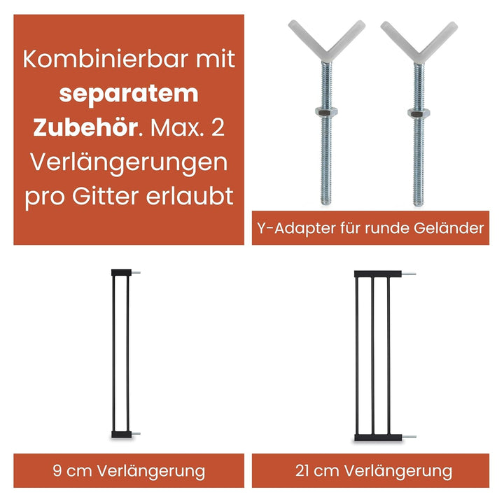 Hauck Treppenschutzgitter Türschutzgitter Clear Step 2, für Breiten 75-80 cm, Ultra Flache Schwelle,