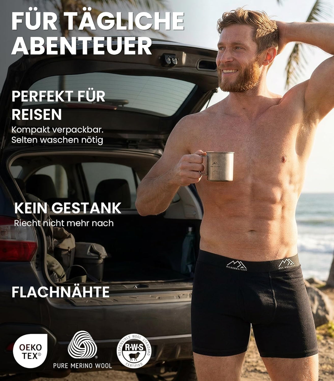 Merino.tech 100% Merino Unterwäsche Herren - Boxershorts Herren Merinowolle, Geruchsfrei Und Feuchti
